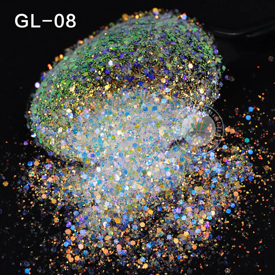 Bulk Iridescent White Pink Chunky White Opal Glitter Hexagon Shape 1kg Minimum Order for Tumbler Making Nails Resin Crafts