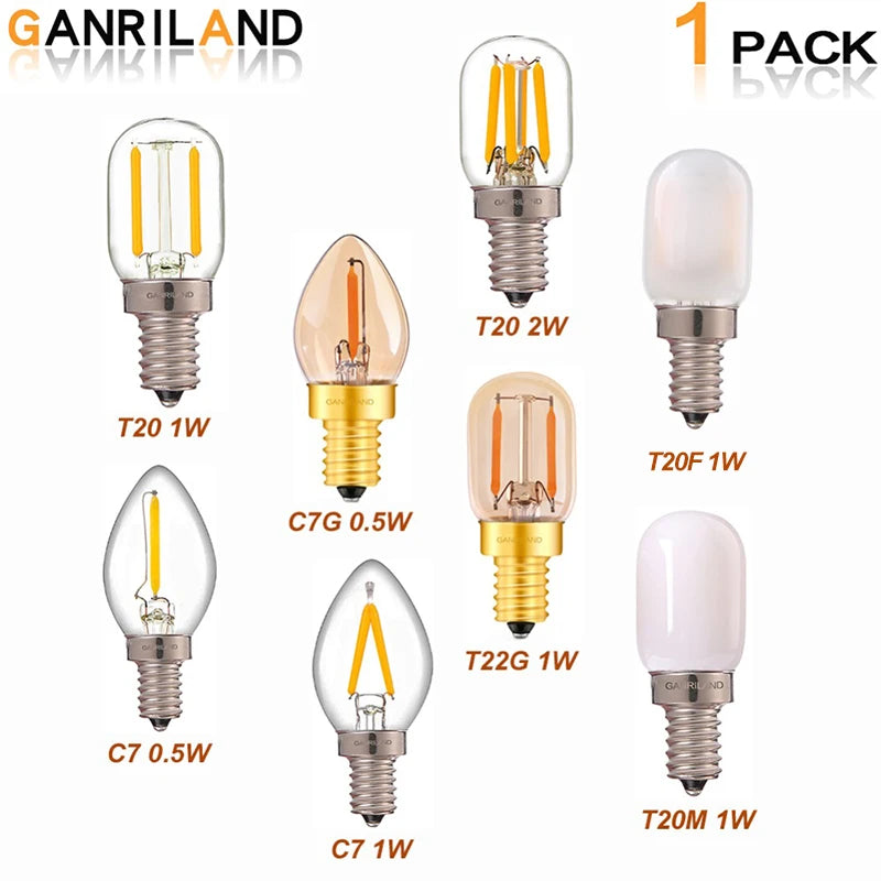 Ganriland Edison Led Candle E12 Light Bulb E14 Effect Dimmable Bulb C7 0.5W T22G 1W Home For Decor Lighting Ampoule Candle Bulb