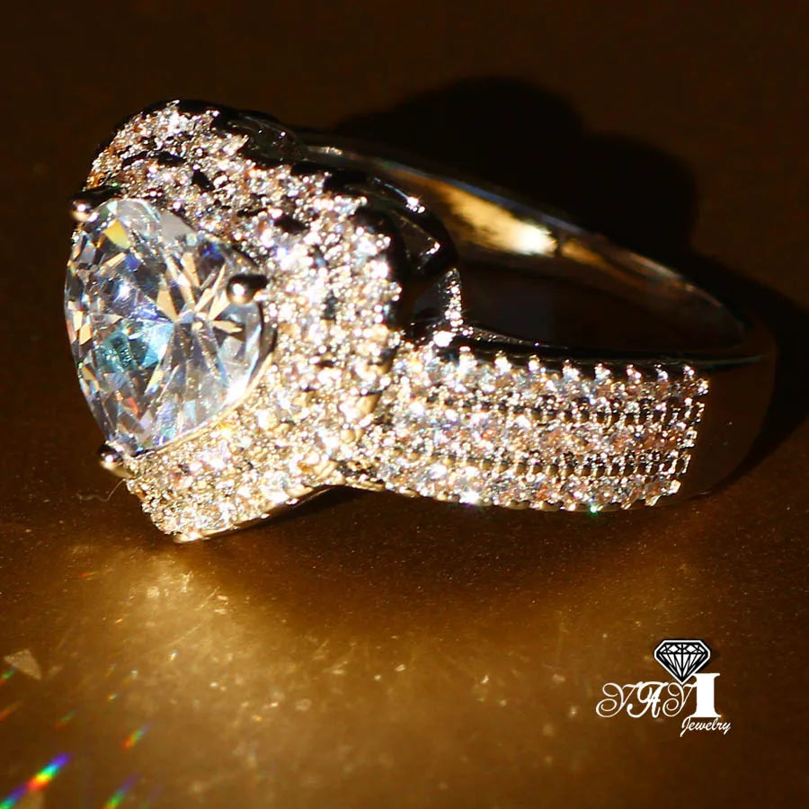 YaYI Fashion Women Jewelry Pink Gemstone Zircon CZ Silver Color Engagement Wedding Woman Rings Gift Drop Ship Rings