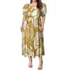 High Quality Hawaiian Tropical Style Design Women's Bubble Sleeve Dress Polynesian Plus Size Women Clothing TE PA Casual Dresses