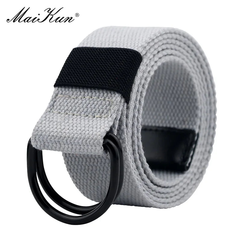 Maikun Tactical Canvas Men Belt High Quality Unisex Double D-Ring Buckle Waistband Casual Canvas Female Belt Fabric For Jeans