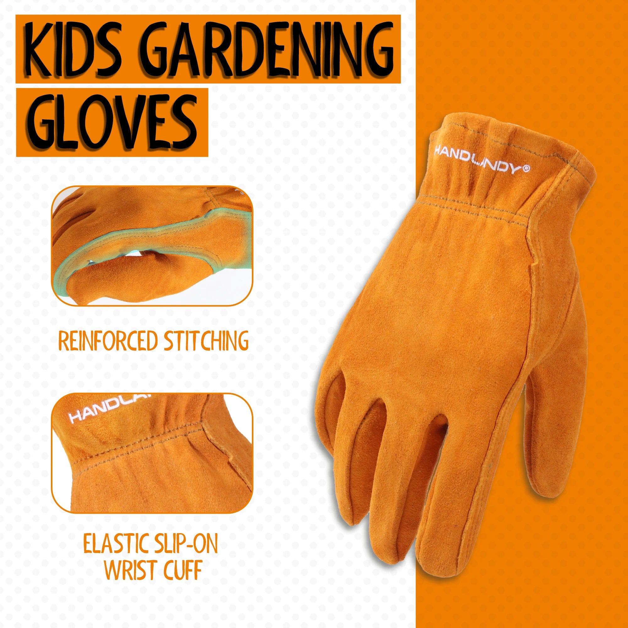 PRI FREE SHIPPING  Kids Split Goatskin Leather Gloves Soft Light Weight Anti-Slip Thorn Proof DIY Garden Gloves