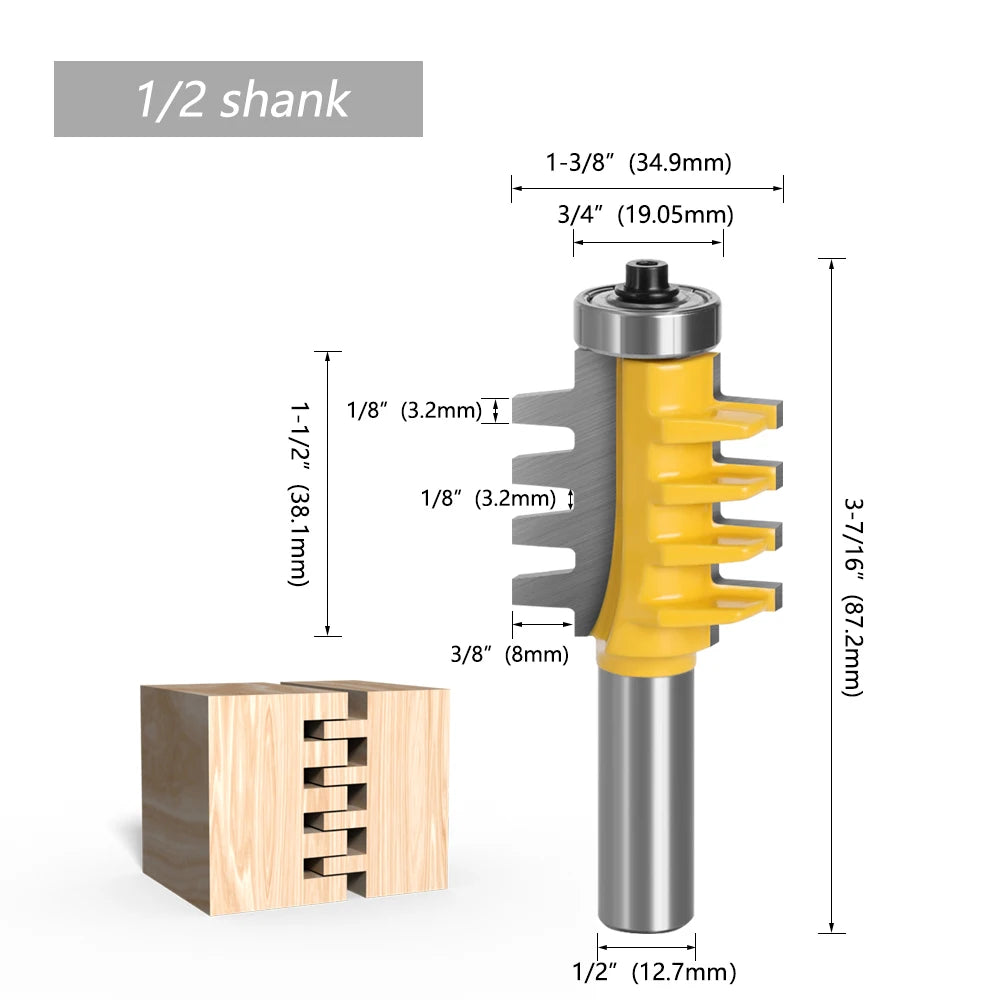 LA VIE 6mm 1/4" 8mm 12mm 1/2" Shank Finger Joint Glue Router Bit Milling Cutter Mortaise Tenon Knife Cone Woodwork Cutters Tools