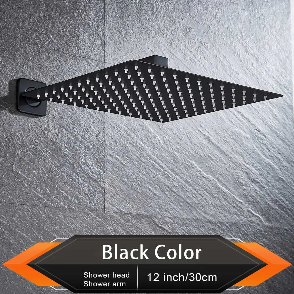 Rozin Brushed Golden Rainfall Shower Head Bathroom 8/10/12" Ultrathin Style Top Shower Head with Wall Mounted Shower Arm