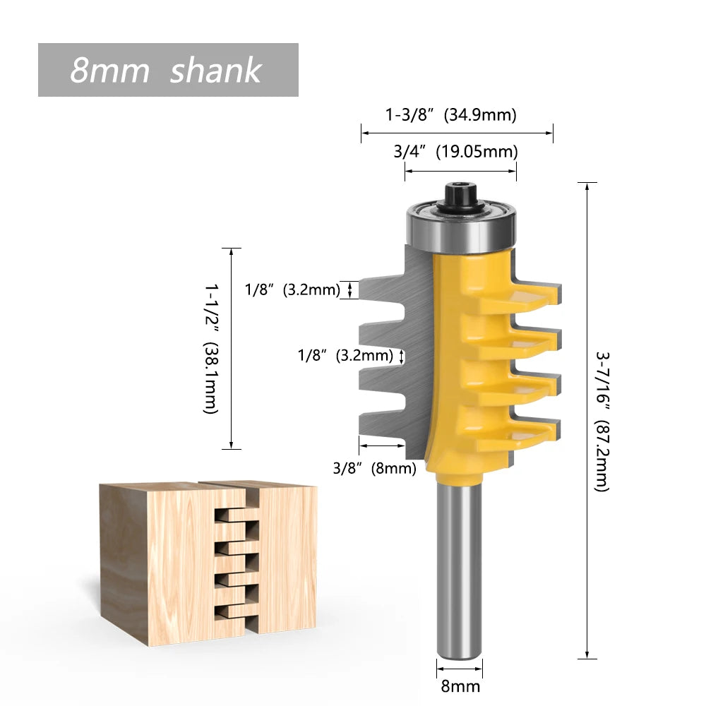 LA VIE 6mm 1/4" 8mm 12mm 1/2" Shank Finger Joint Glue Router Bit Milling Cutter Mortaise Tenon Knife Cone Woodwork Cutters Tools