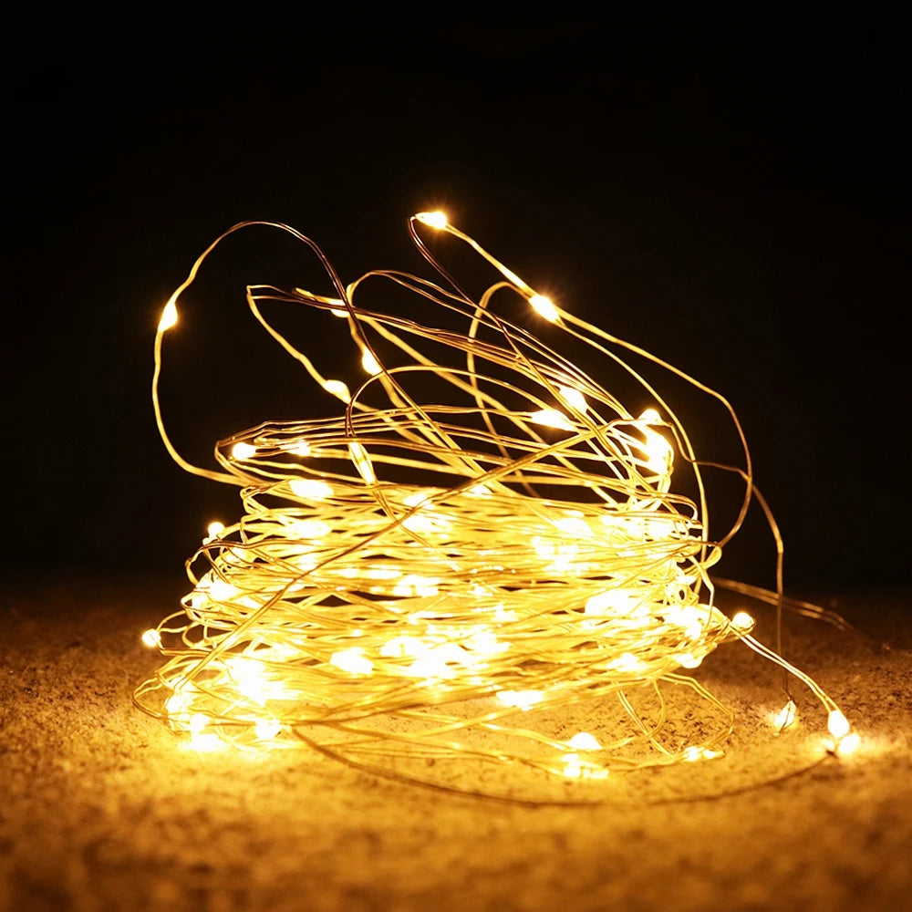 1-10M LED String Lights Copper Wire Fairy Lights Night Light For Christmas Garland Room Bedroom Indoor Wedding Decoration Lamp