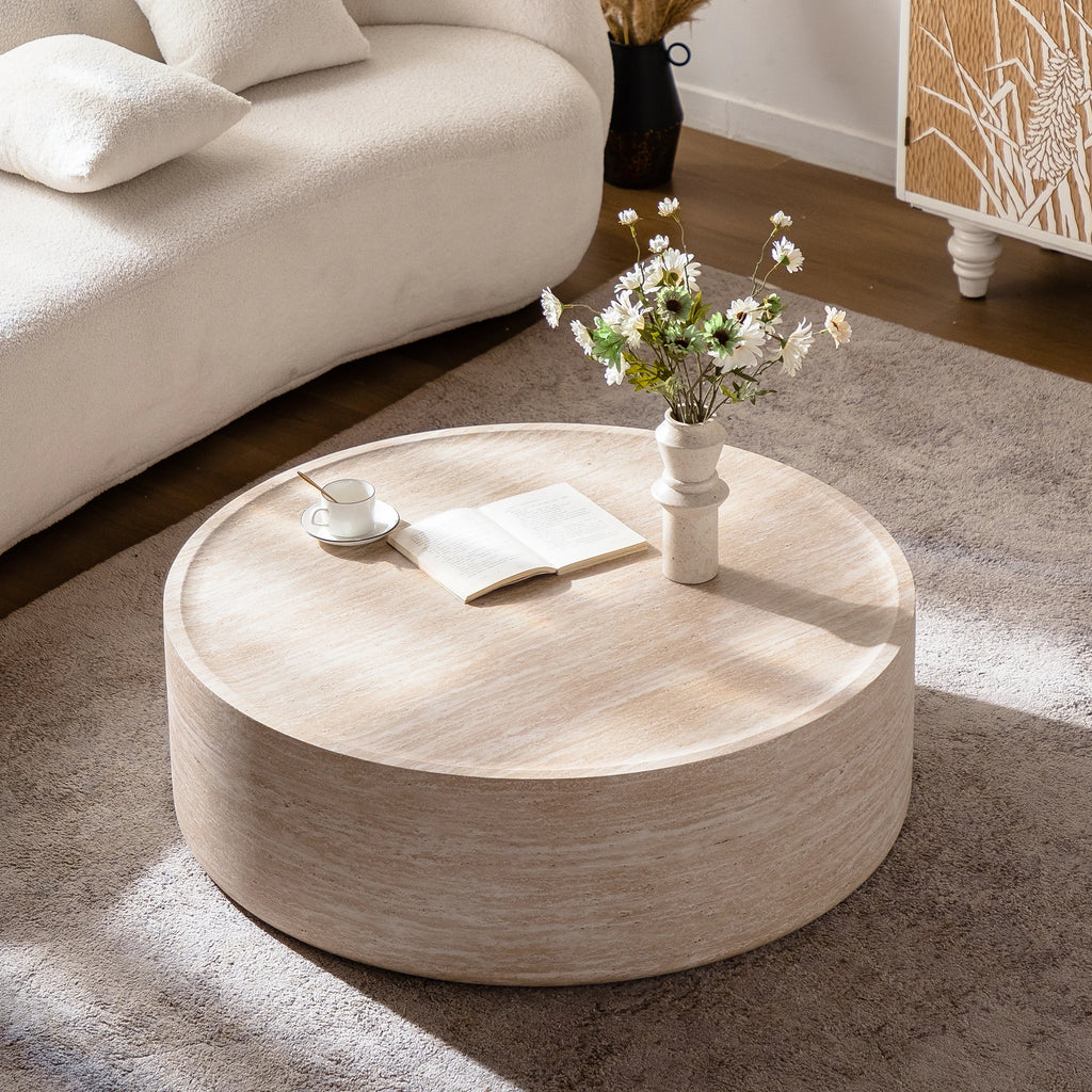 New Italian Minimalist Modern Design Small Apartment Wood Round Coffee Table for Living Room Home Furniture Easy to Clean