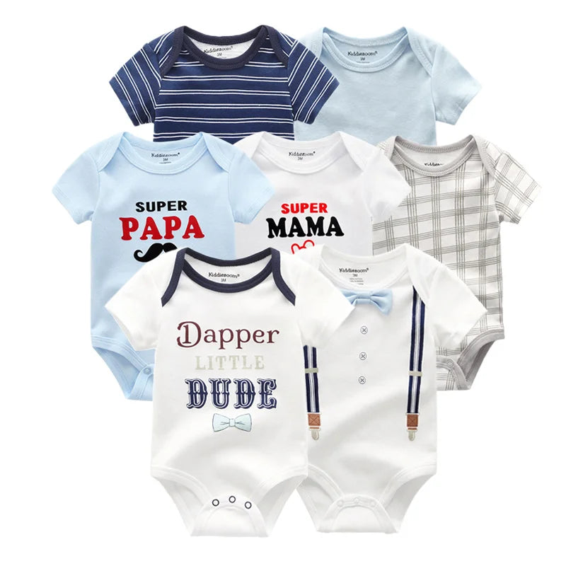 Uniesx Newborn Baby Rompers Clothing 7Pcs/Lot Infant Jumpsuits 100%Cotton Children Roupa De Bebe Girls&Boys Baby Clothes