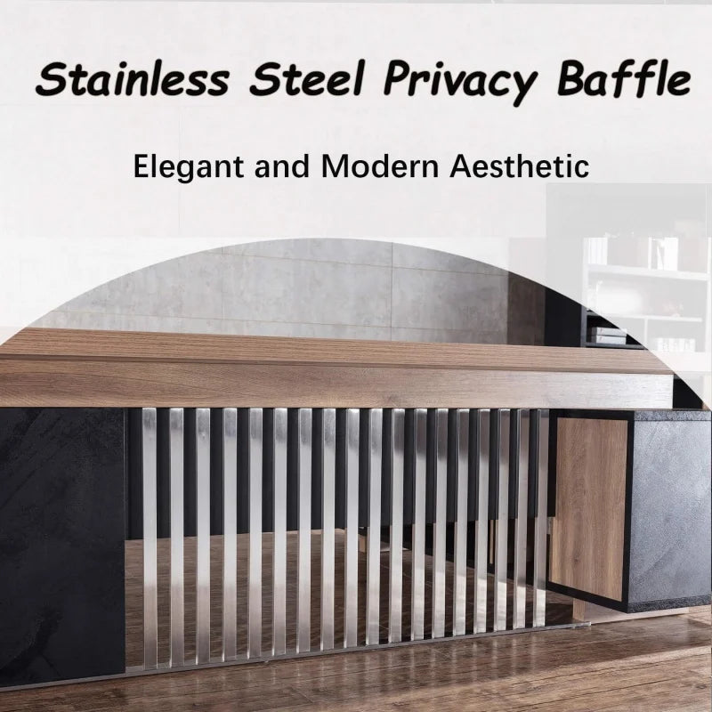 Free Shipping US Warehouse in Stock 70.86" Industrial Office Desk with Drawer Cabinet Large Wood Desktop L-Shaped Executive Desk