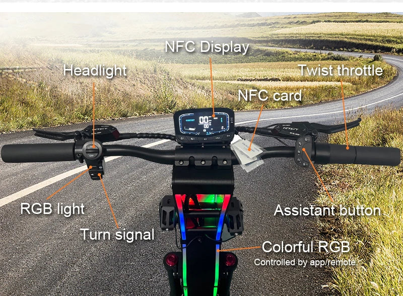 USA Stock Free Shipping G14 72V 10000W Dual Motor 13inch Road Fat Tire 35ah Battery Folding Electric Scooter with RGB Lights