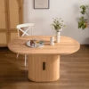Modern Oval Dining Table with 2-Layer Storage Shelf and Assembled Dining Room Furniture for Home
