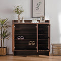 Shoe Cabinet 5-Tier Shutter Doors Large Wooden Shoe Organizer Rack Adjustable Shelves Modern Storage Furniture Living Bedroom