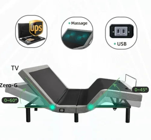 FREE SHIPPING Pronova Motion Queen Adjustable Bed Base Frame with Wireless Remote, Head and Foot Incline, Intelligent Sleep Aid