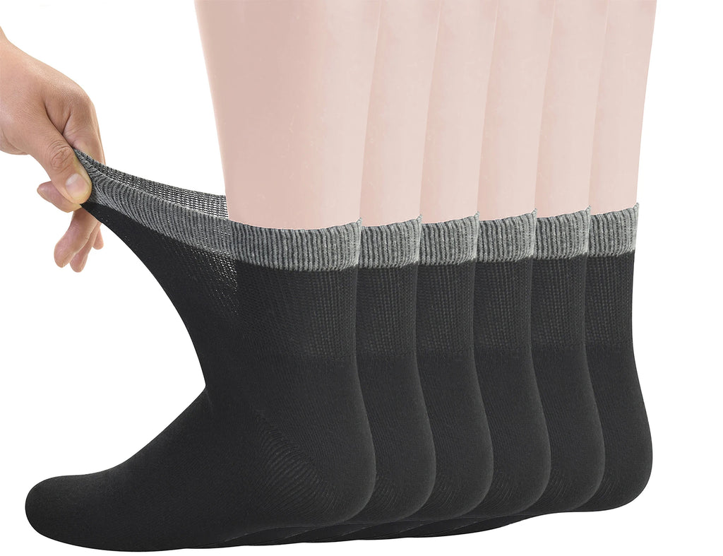 Men's Bamboo Diabetic Ankle Socks with Seamless Toe and Non-Binding Top,6 Pairs L Size(10-13)