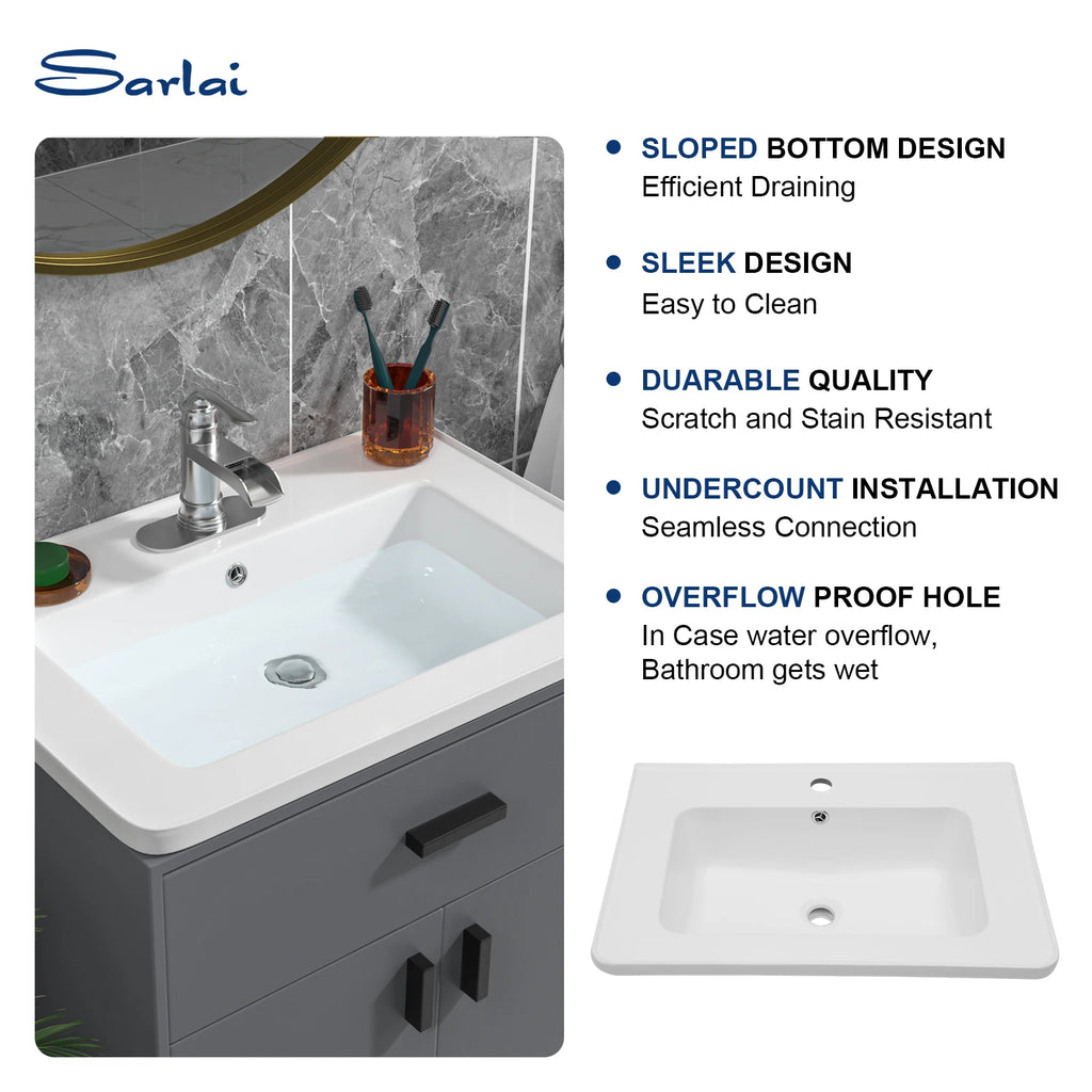 US Free Shipping  Bathroom Vanity Sink Top Ceramic Vanity Sink Top with Overflow, Drop in Bathroom Vessel Sink