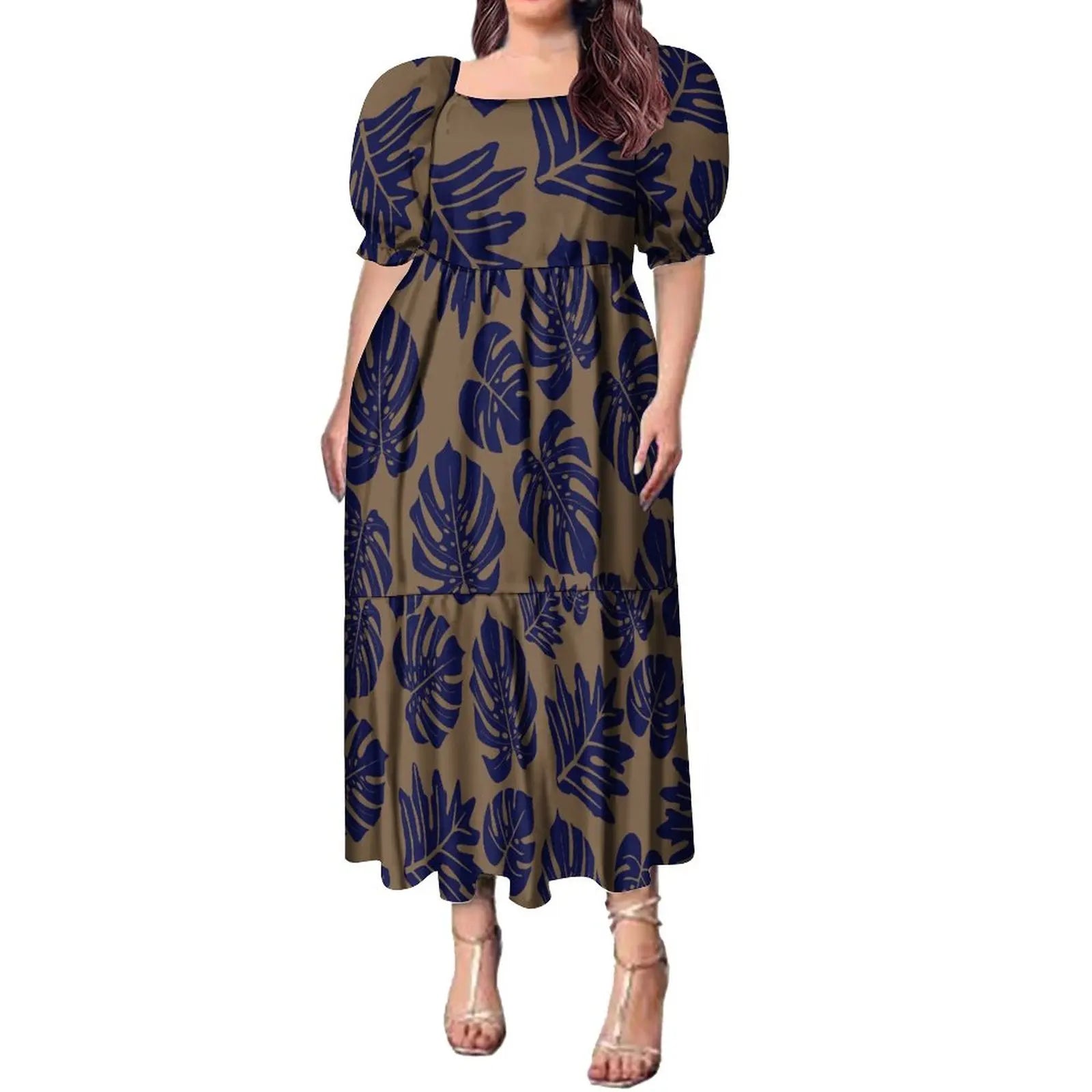 High Quality Hawaiian Tropical Style Design Women's Bubble Sleeve Dress Polynesian Plus Size Women Clothing TE PA Casual Dresses