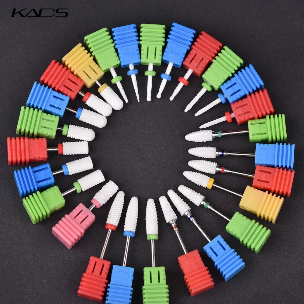 KADS Ceramic Carbide Nail Drill Bit 3/32" Electric Ceramic Cutter Nail File Manicure Pedicure Machine Tool Milling Cutters