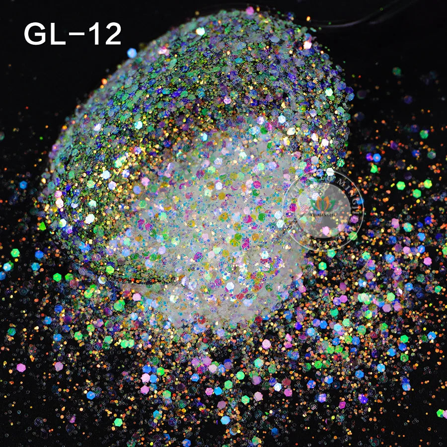 Bulk Iridescent White Pink Chunky White Opal Glitter Hexagon Shape 1kg Minimum Order for Tumbler Making Nails Resin Crafts