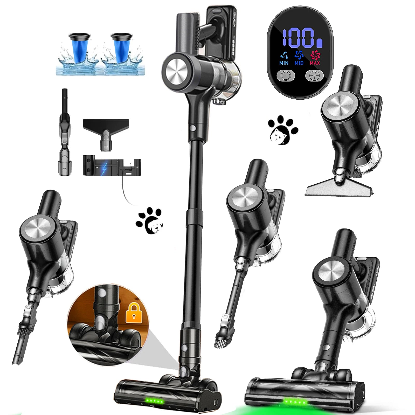 Christmas Cordless Stick Vacuum Cleaner Powerful Suction Self-Standing Household Hotel Car Pet Hair Carpet Cleaning Dry HEPA