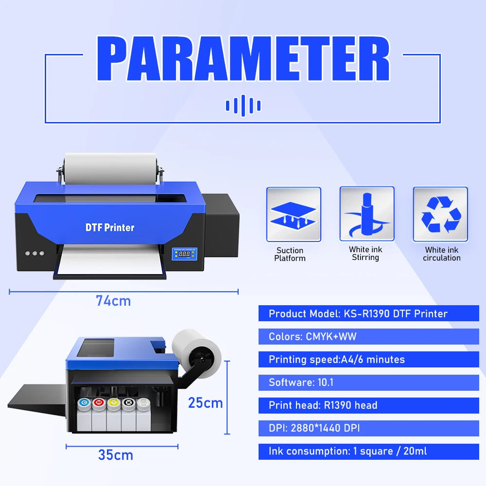 Free Shipping Inkjet Heat Imprimante Transfer T Shirt Fabric Impressora DTF A3 L1800 1390 Pet Film Printer Impresora DTF Printer