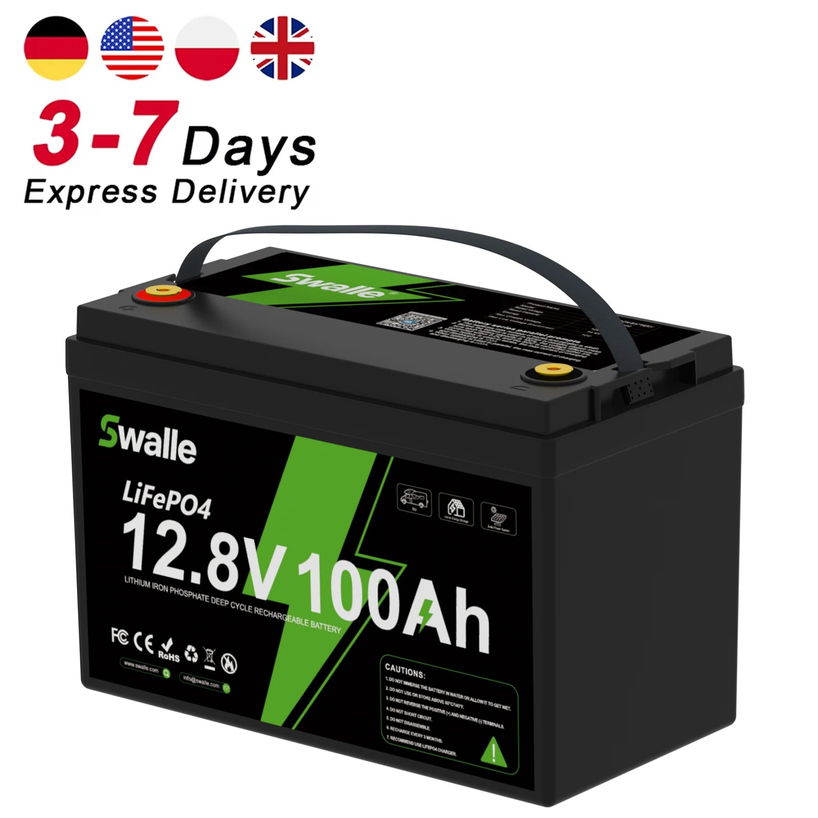 Swalle Free Shipping 12.8V 12V 50Ah 100Ah 200Ah 300Ah Battery Pack Lifepo4 Solar System RV ElectricCar Scooter Motorcycle Boat