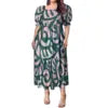 High Quality Hawaiian Tropical Style Design Women's Bubble Sleeve Dress Polynesian Plus Size Women Clothing TE PA Casual Dresses