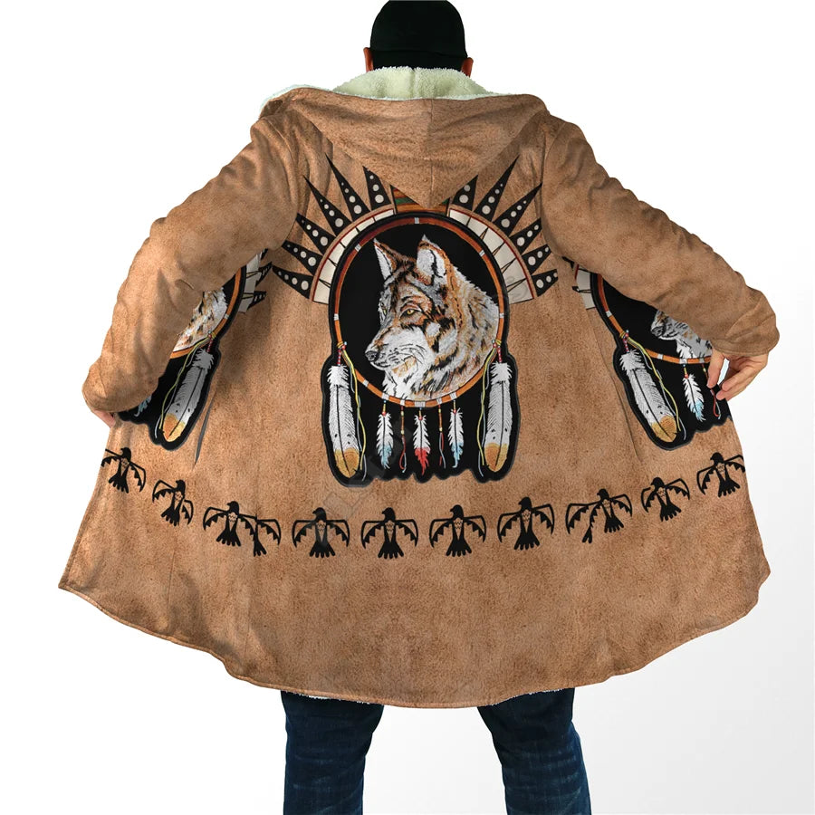 Winter Men For Women Hooded Cloak Darkness Wolf Love Gets you Hurt 3D All Over Prined Fleece wind breaker Warm Hood Cloak