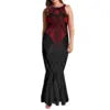 Undefined Polynesian Tribal Long Bodycon Sleeveless Mermaid Evening Dresses Tie Knotted Back Women's Fishtail Casual Dresses