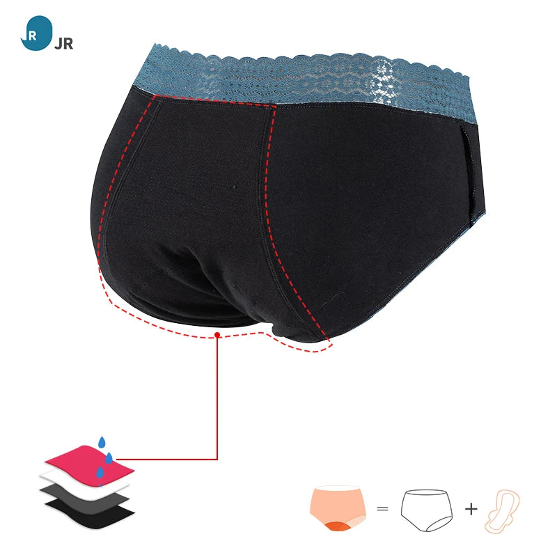 Custom 5 Layers Lace Hollow Out Postpartum Leakproof Waterproof Incontinence Absorbent Women Underwear Period Menstrual Panties
