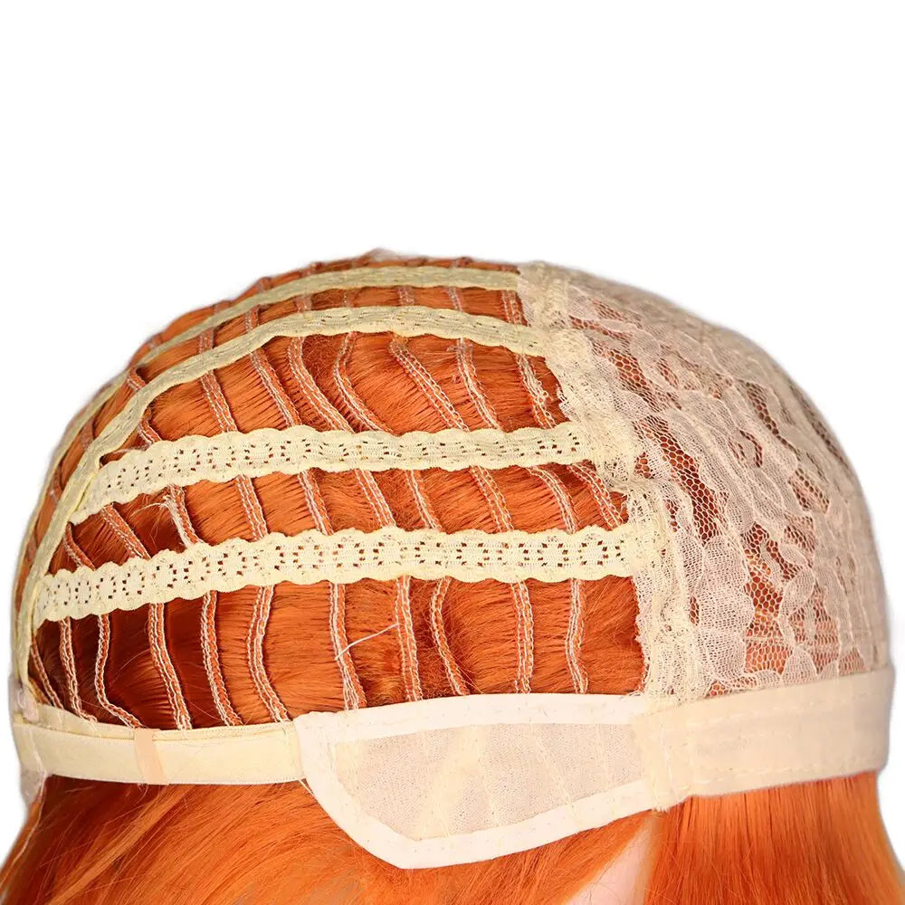 QQXCAIW Synthetic Men Short Costume Cosplay Wig Boys Orange Heat Resistant Hair Wigs