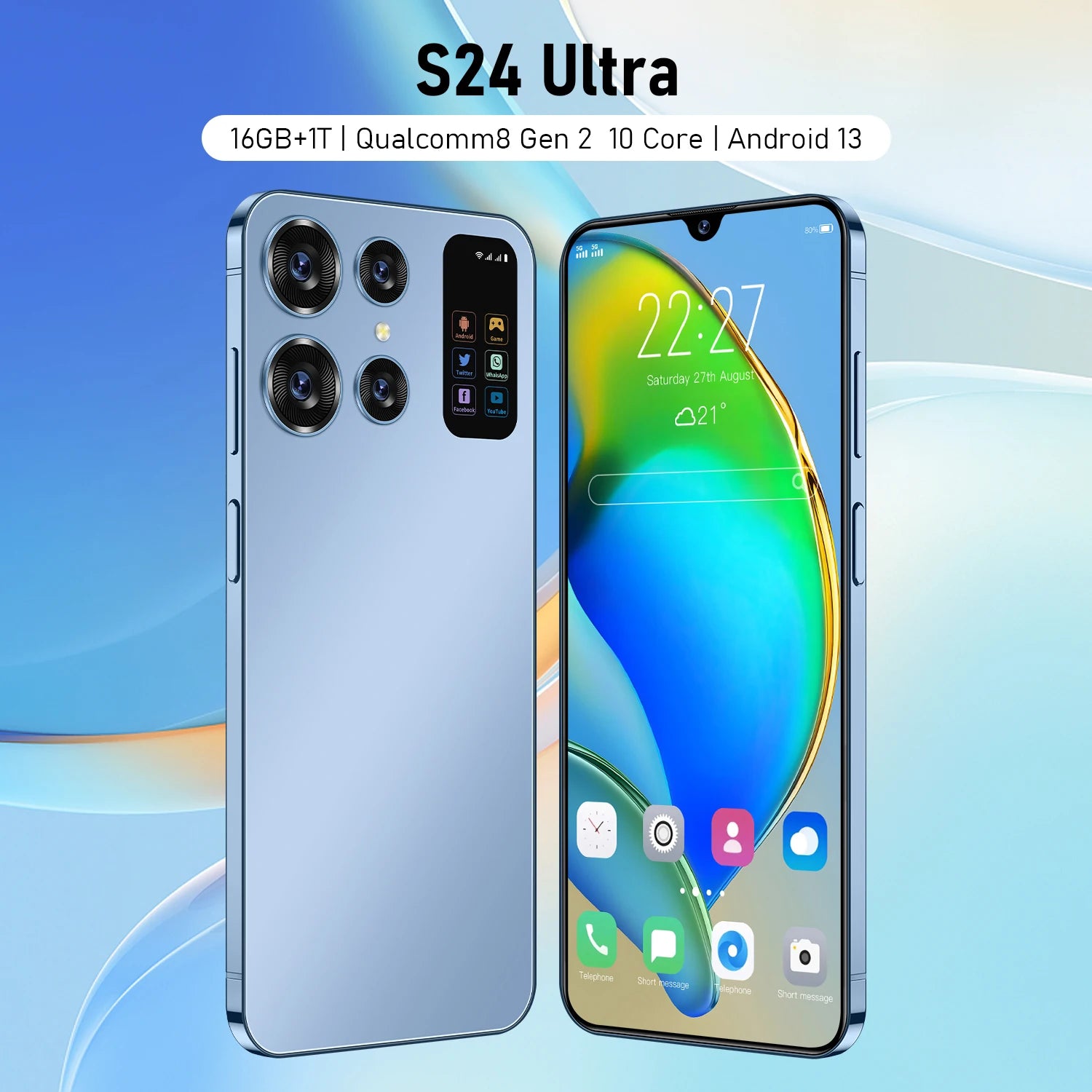 S24 Ultra 5G Android Smartphone 7 Inch Full Display 48MP+108MP Dual Camera Face Unlock 16GB+512GB Free Shipping