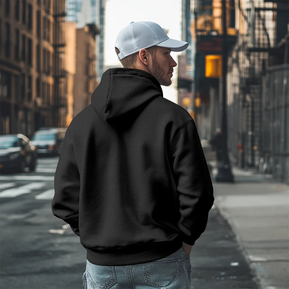 Made in USA Free Shipping MOQ=1Custom Men's Essential Casual Hoodie Heavyweight 2D Print DTG Process Sweatshirt Graphic Pullover