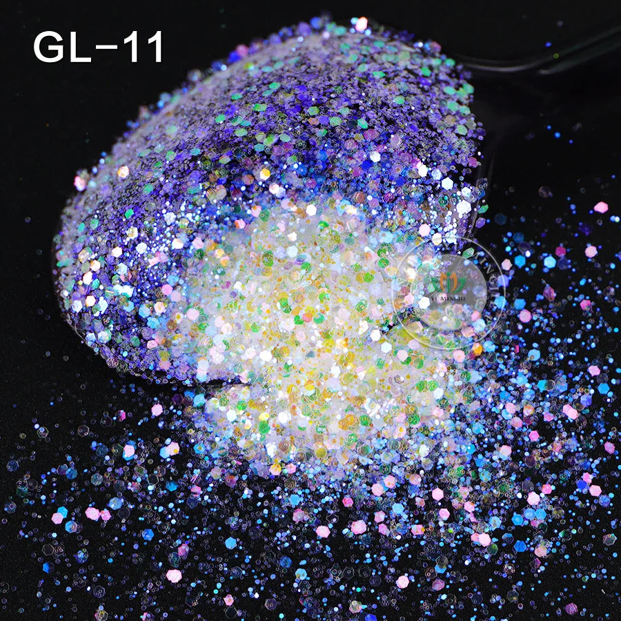 Bulk Iridescent White Pink Chunky White Opal Glitter Hexagon Shape 1kg Minimum Order for Tumbler Making Nails Resin Crafts