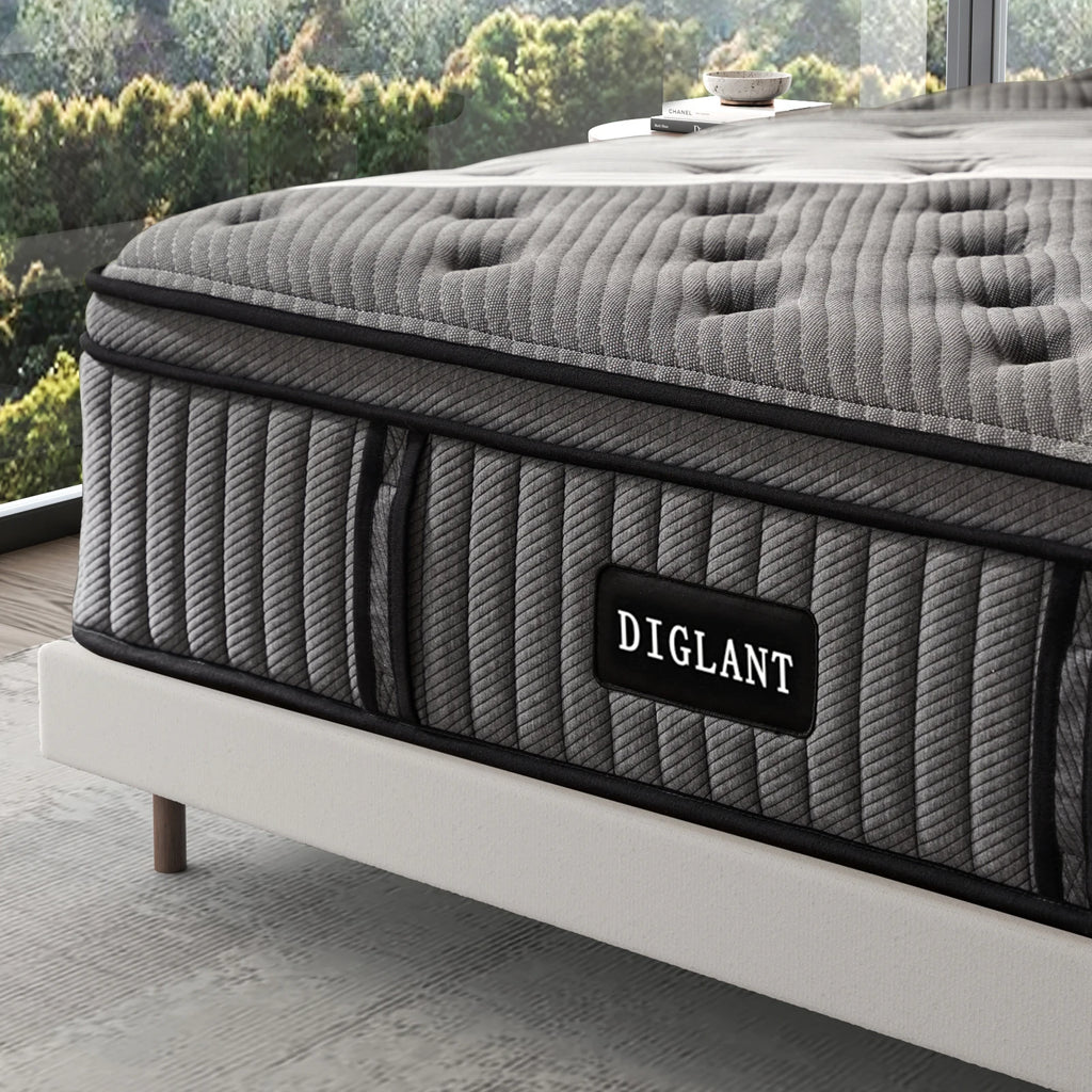 Free Shipping DIGLANT 14 Inch King Supportive Pressure Relief Soft Plush Hybrid Memory Foam with Pocket Springs Mattress