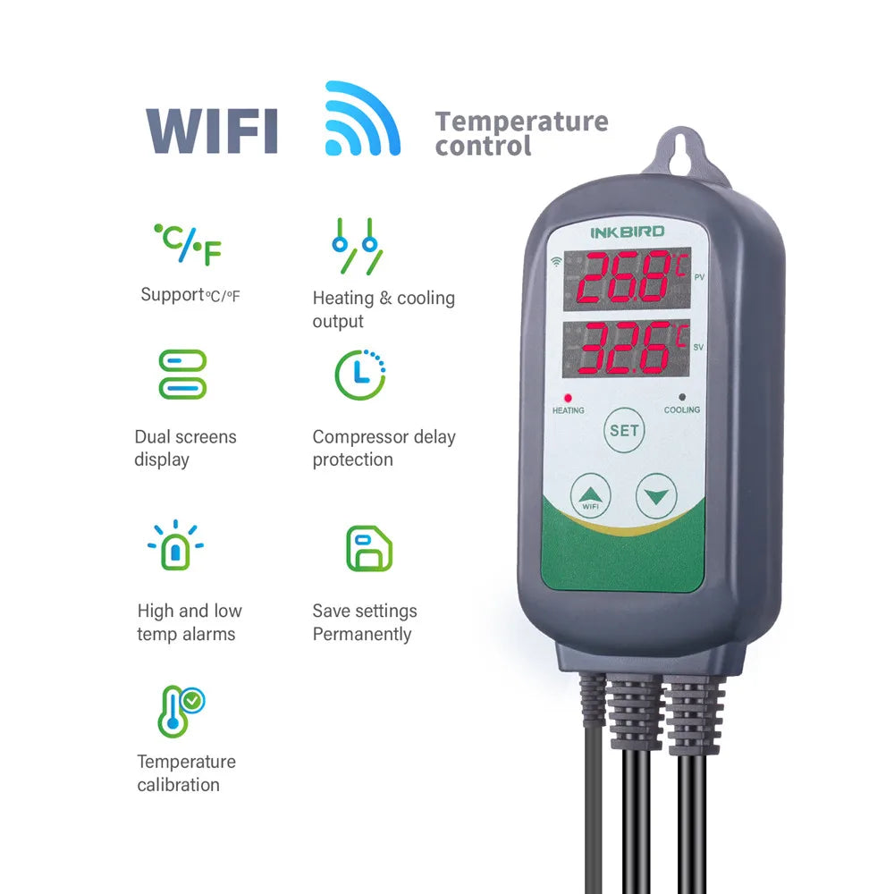 INKBIRD ITC-308 & 308WIFI EU Plug Digital Temperature Controller Thermostat Regulator Dual Relays Heating & Cooling Homebrewing