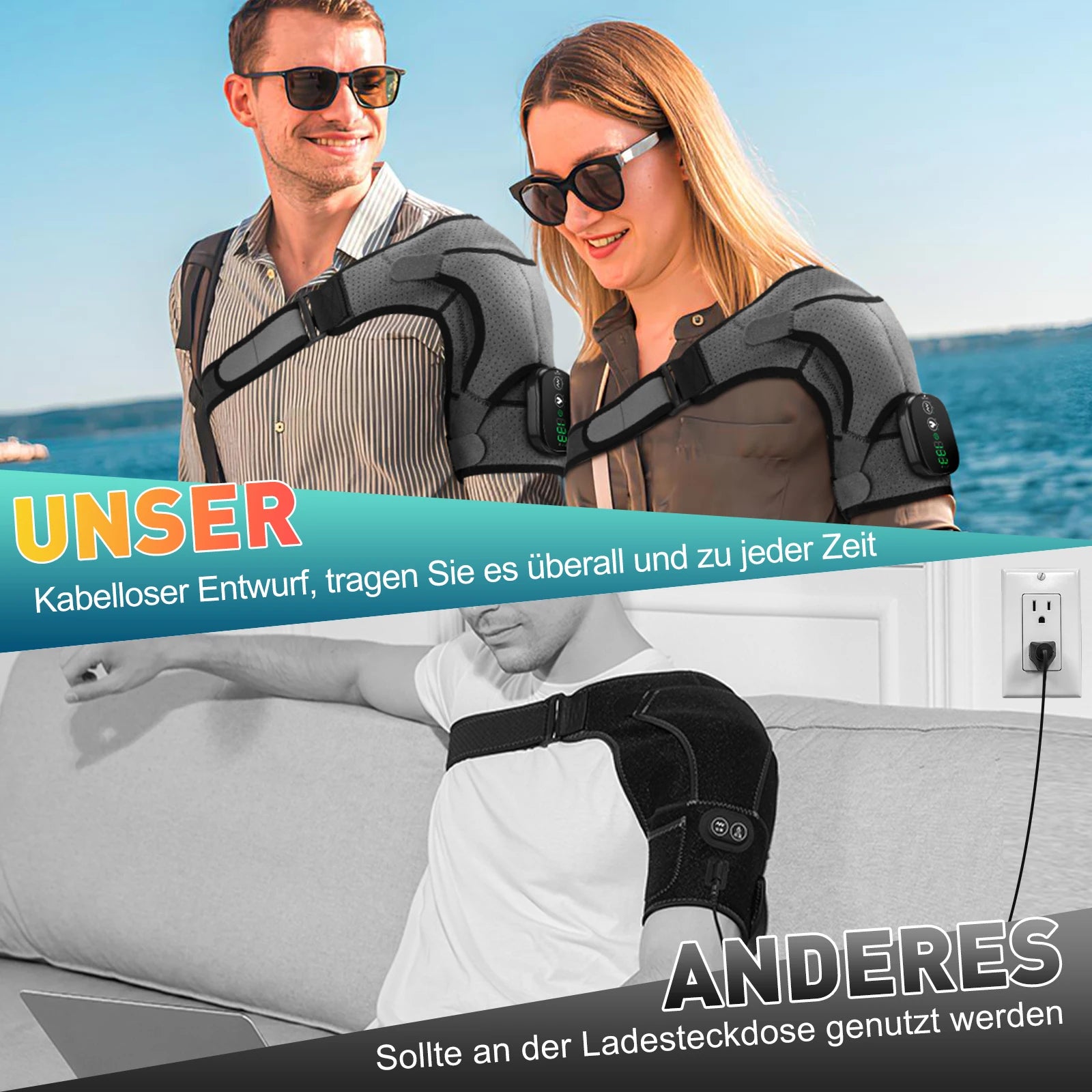 USA Free Shipping Cordless Electric Vibration Shoulder Massager with Heat Shoulder Brace Massage Belt Pain Relief