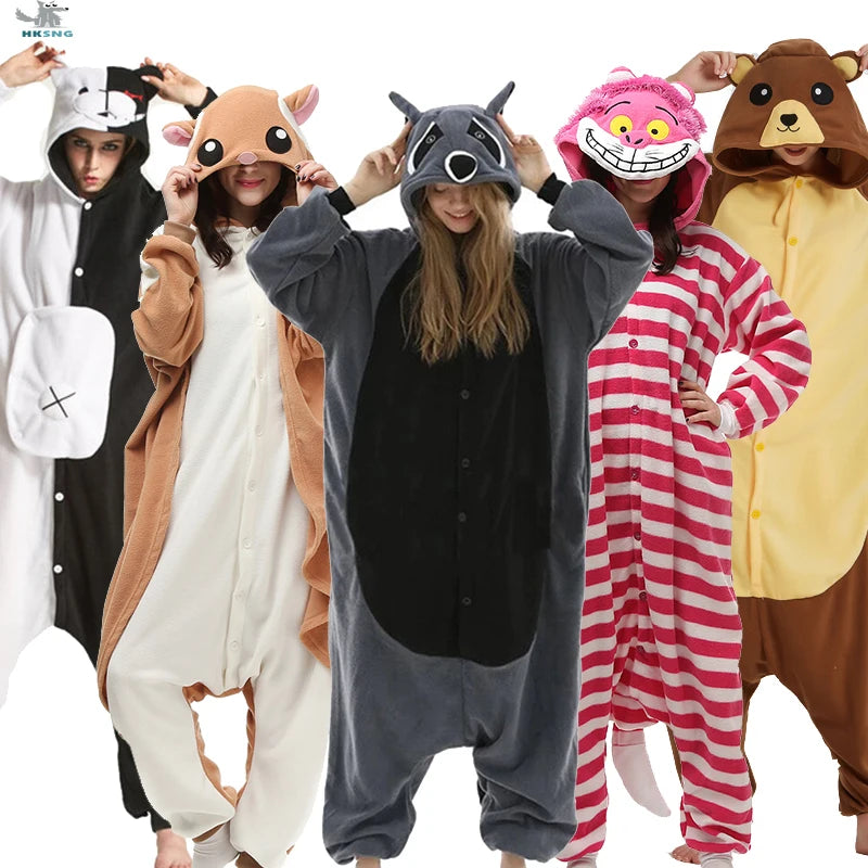 Blue Stitch Kigurumi Animal Adults Cat Bear Shark Onesies Pajama Raccoon  Costumes Dragon Jumpsuit Christmas