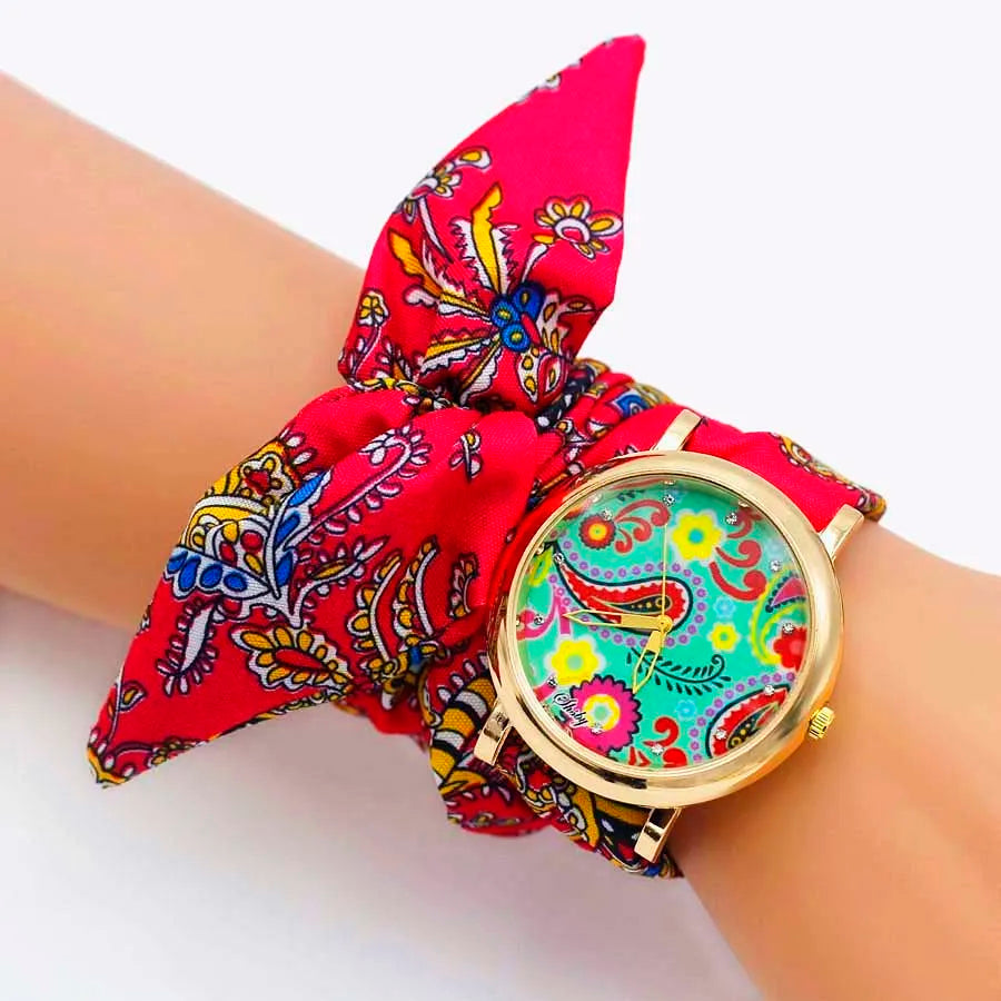 Shsby Brand Unique Ladies Flower Cloth Wristwatch Fashion Women Dress Watch High Quality Fabric Watch Sweet Girls Bracelet Watch
