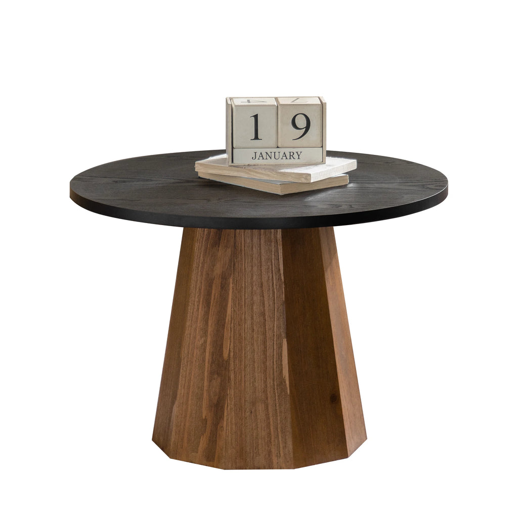 Modern Round Coffee Table Sturdy Pedestal Wooden Tea Table Side Table for Living Room Easy to Assemble
