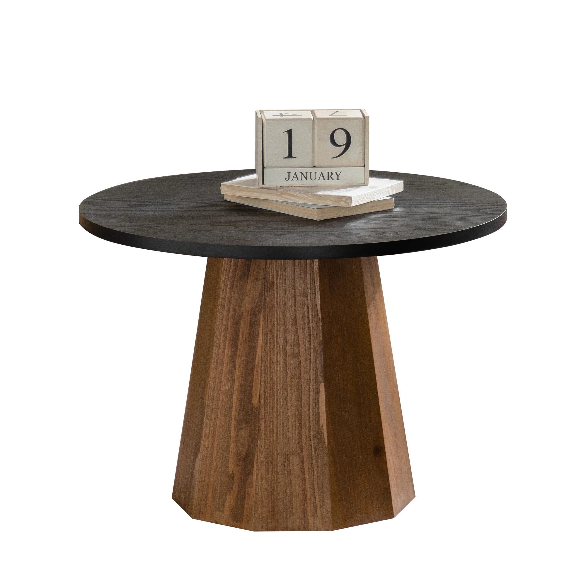 Modern Round Coffee Table Sturdy Pedestal Wooden Tea Table Side Table for Living Room Easy to Assemble