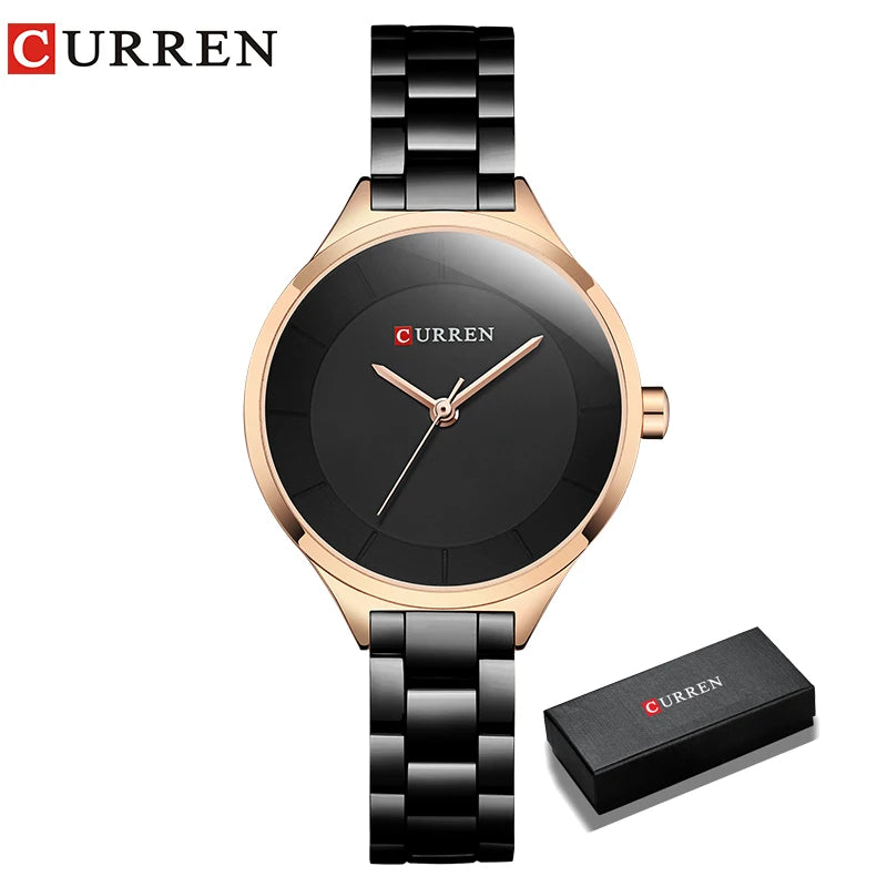CURREN Top Brand Fashion Ladies Watches Stainless Steel Band Quartz Female Wrist Watch Ladies Gifts Clock Relogio Feminino