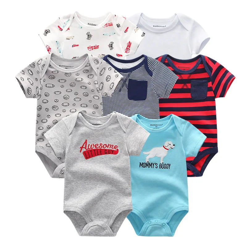 Uniesx Newborn Baby Rompers Clothing 7Pcs/Lot Infant Jumpsuits 100%Cotton Children Roupa De Bebe Girls&Boys Baby Clothes
