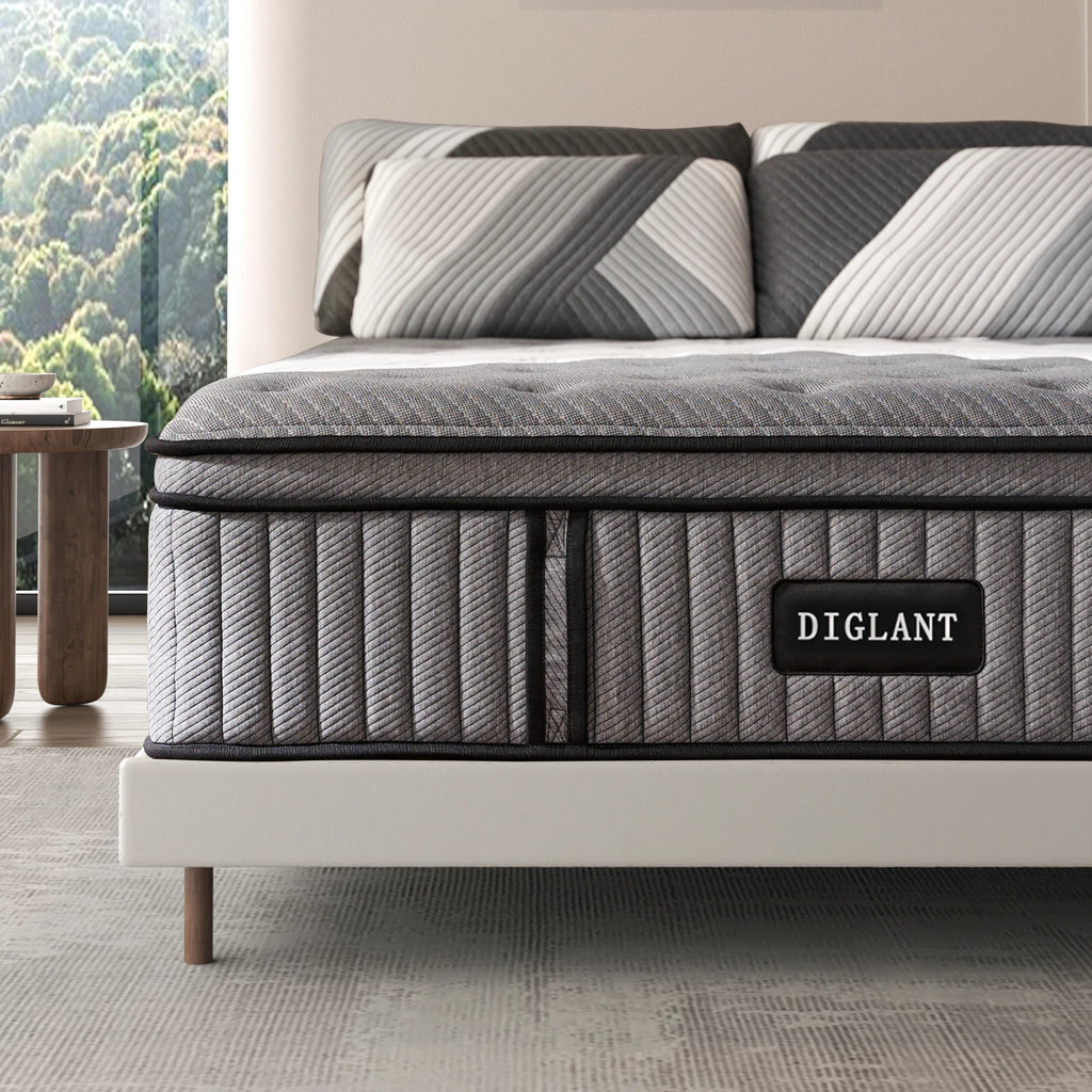 Free Shipping DIGLANT 14 Inch King Supportive Pressure Relief Soft Plush Hybrid Memory Foam with Pocket Springs Mattress