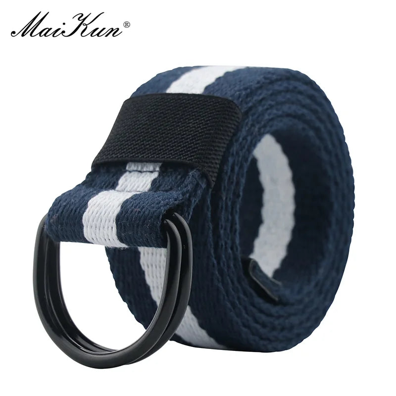 Maikun Tactical Canvas Men Belt High Quality Unisex Double D-Ring Buckle Waistband Casual Canvas Female Belt Fabric For Jeans