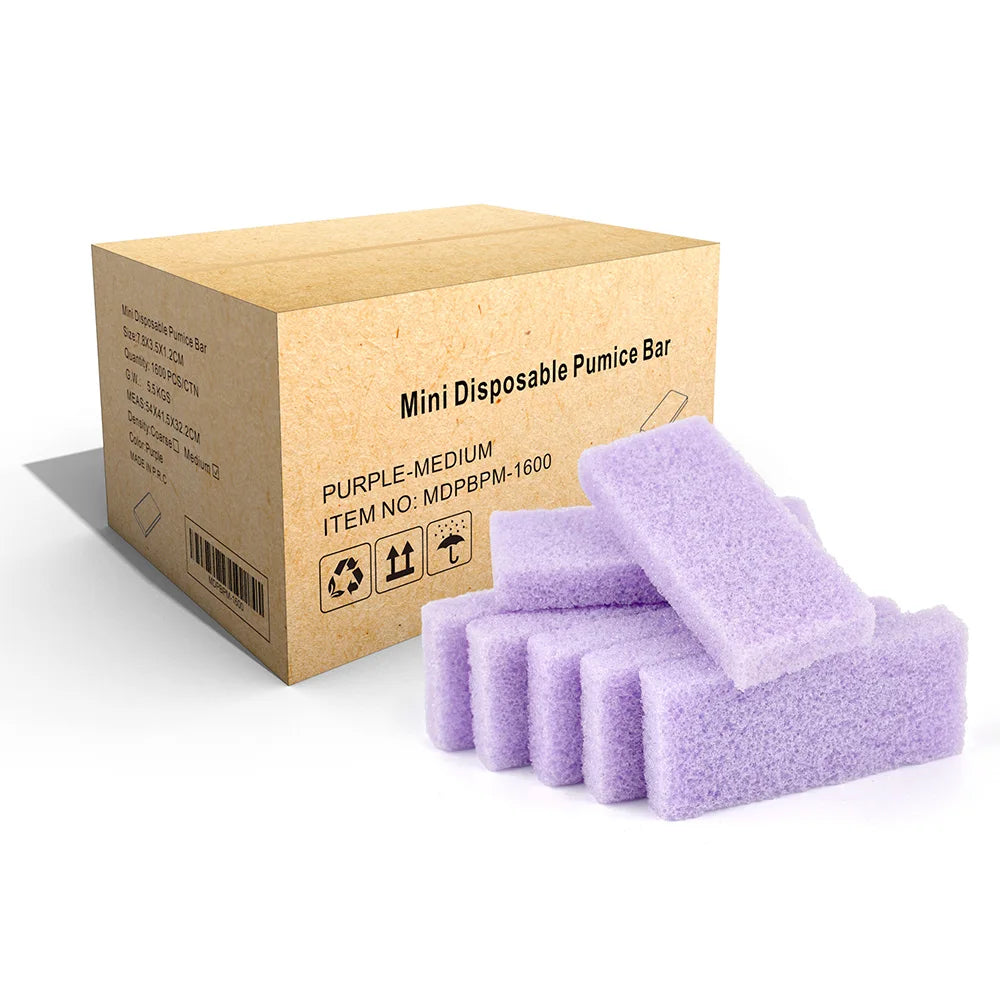 USA Free Shipping 1600Pcs/Carton Foot Care Pedicure Tools Double-Sided Foot Rasp Pumice Stone Mini Pumice Pad Purple Disposable