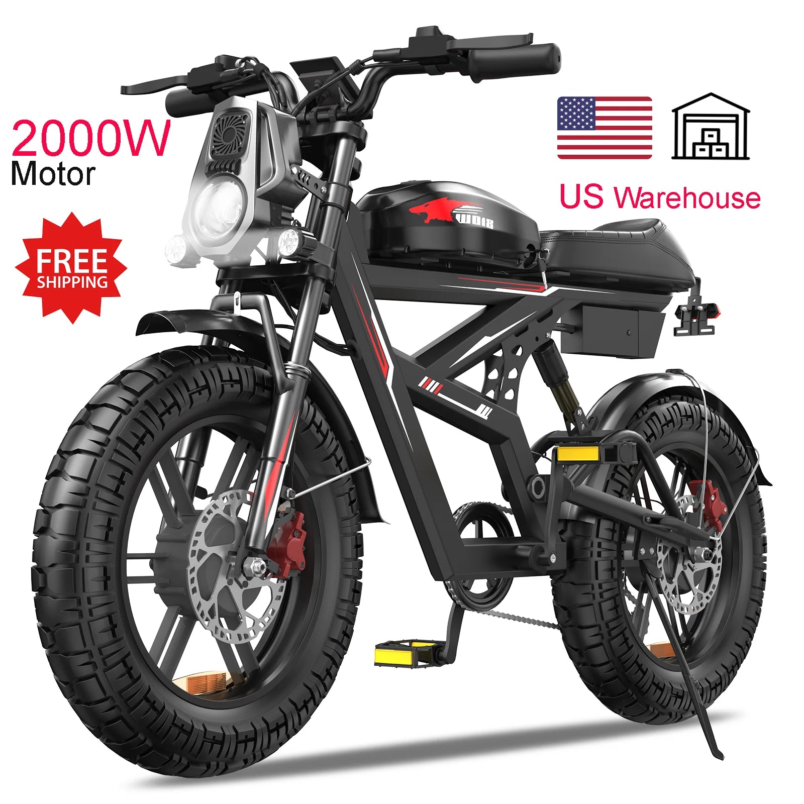 Electric Bike Free Shipping US Warehouse Stock 2000W 48V25Ah 20*4 Inch off Road Fat Tire off Raod E Bike for Adult Popular in US