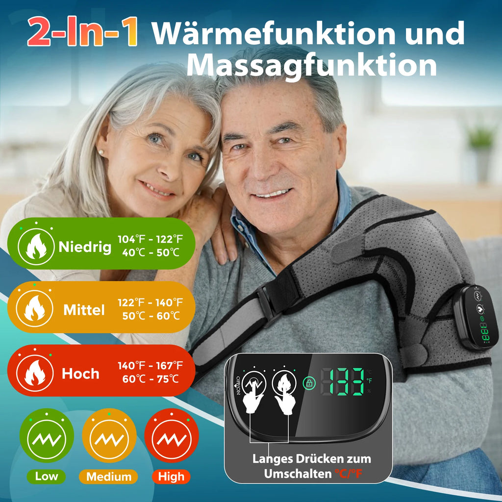 USA Free Shipping Cordless Electric Vibration Shoulder Massager with Heat Shoulder Brace Massage Belt Pain Relief