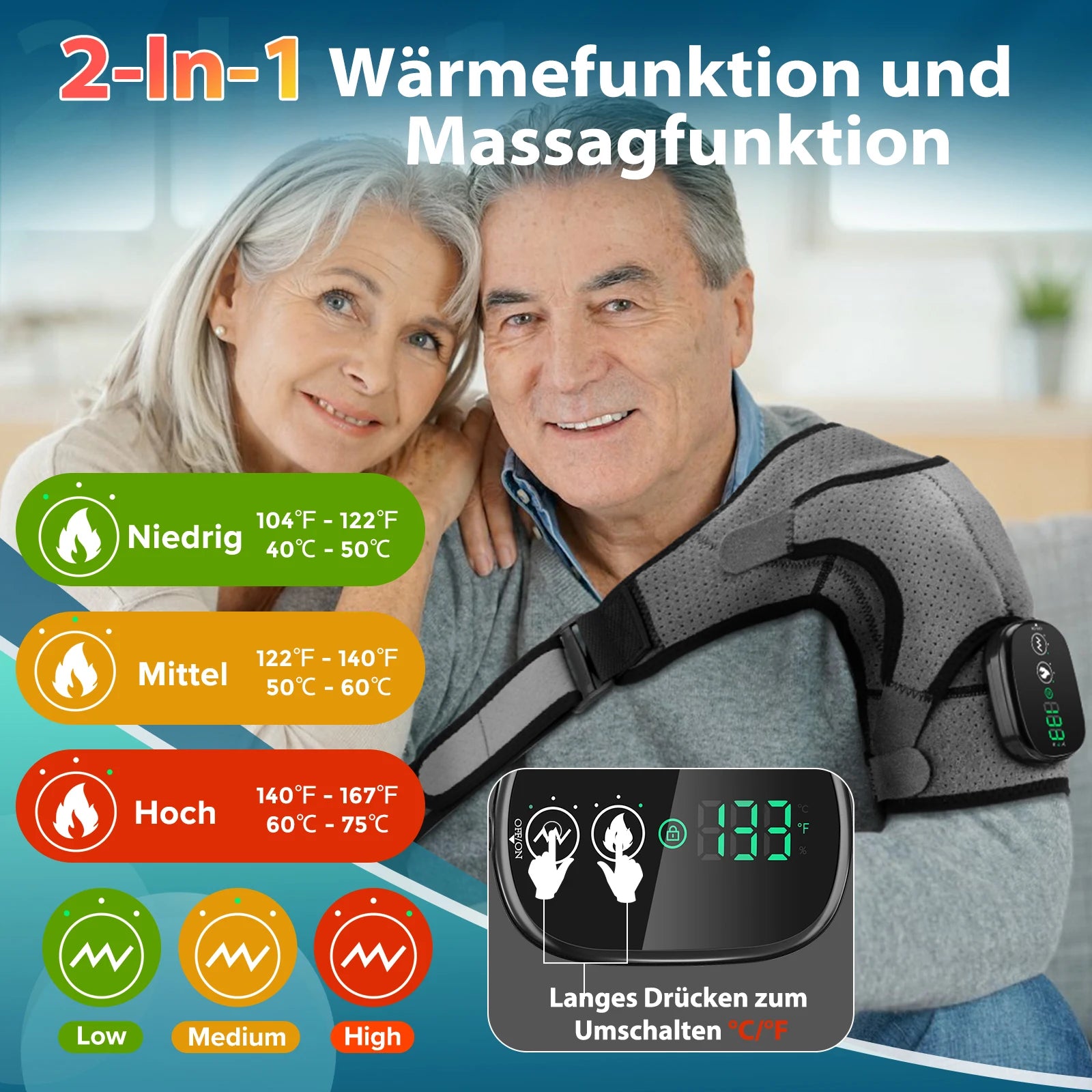 USA Free Shipping Cordless Electric Vibration Shoulder Massager with Heat Shoulder Brace Massage Belt Pain Relief