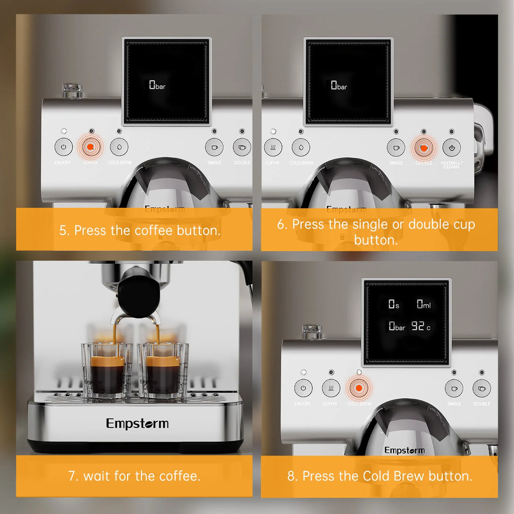 For Professional Semi Automatic Electric Commercial Coffee Maker Barista Cold Brew Espresso Machine Household Use Stock US