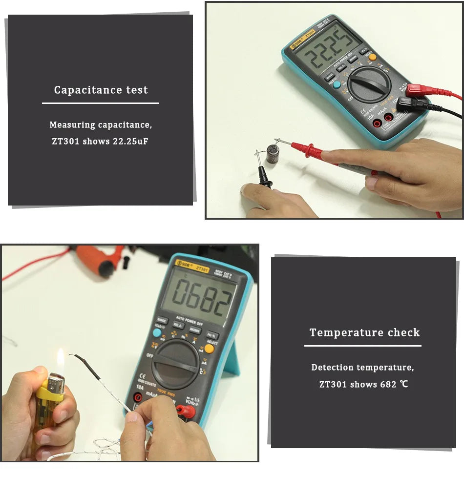 BSIDE Digital Multimeter Auto Range True RMS 8000 High precision Ammeter Voltmeter Smart Capacitor Temperature NCV Ohm Hz Tester